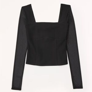 NWOT Long Sleeve Crepe Squareneck Top